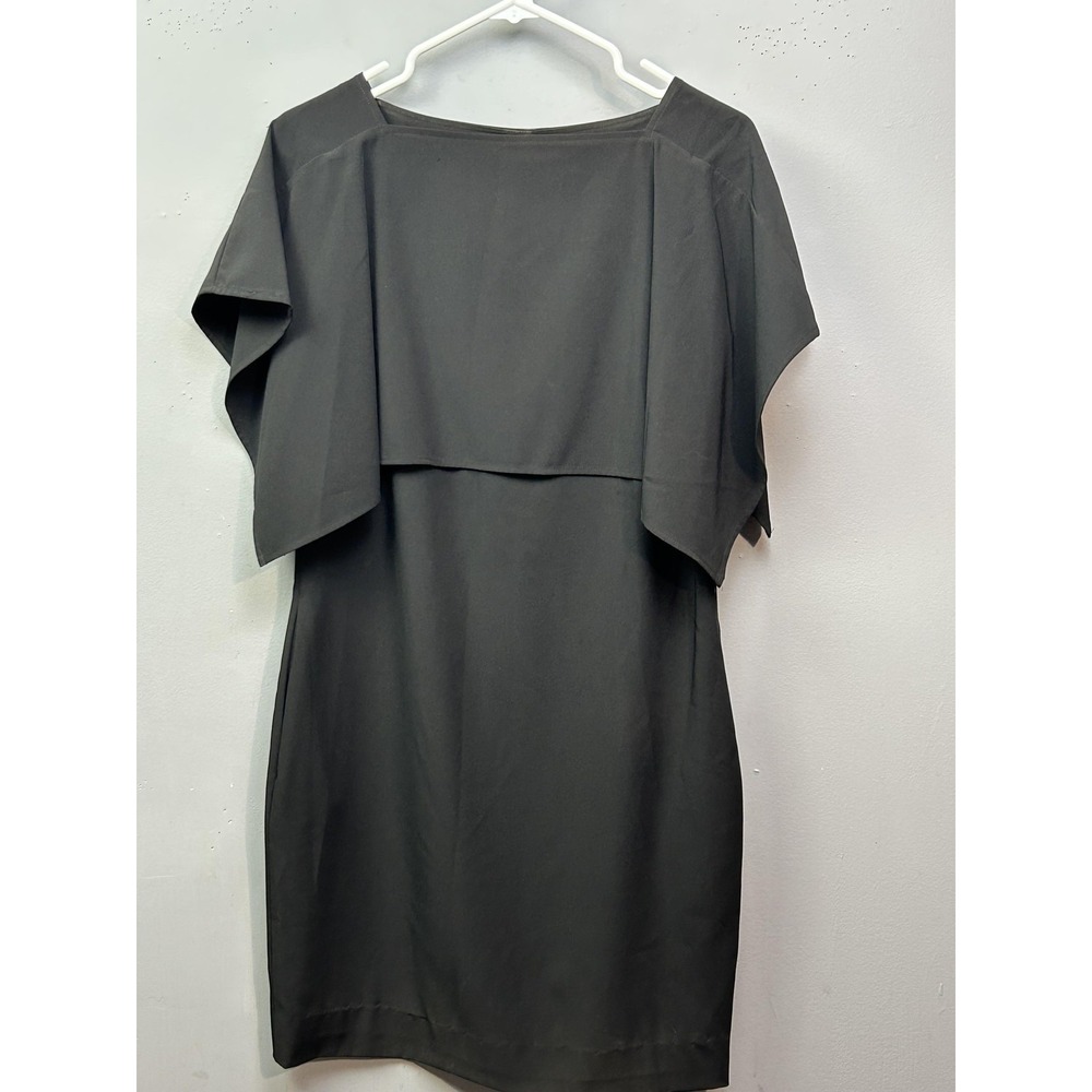 Calvin Klein Dress Womens 4 Black Cape Overlay Sheath Cocktail Pockets Capelet